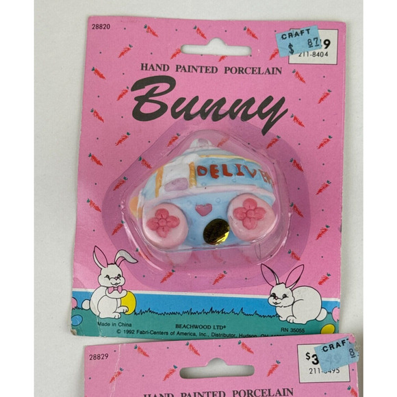 Vintage 1992 Beachwood Ltd Bunny Rabbit Easter porcelain lot of 4 figures - Picture 3 of 10